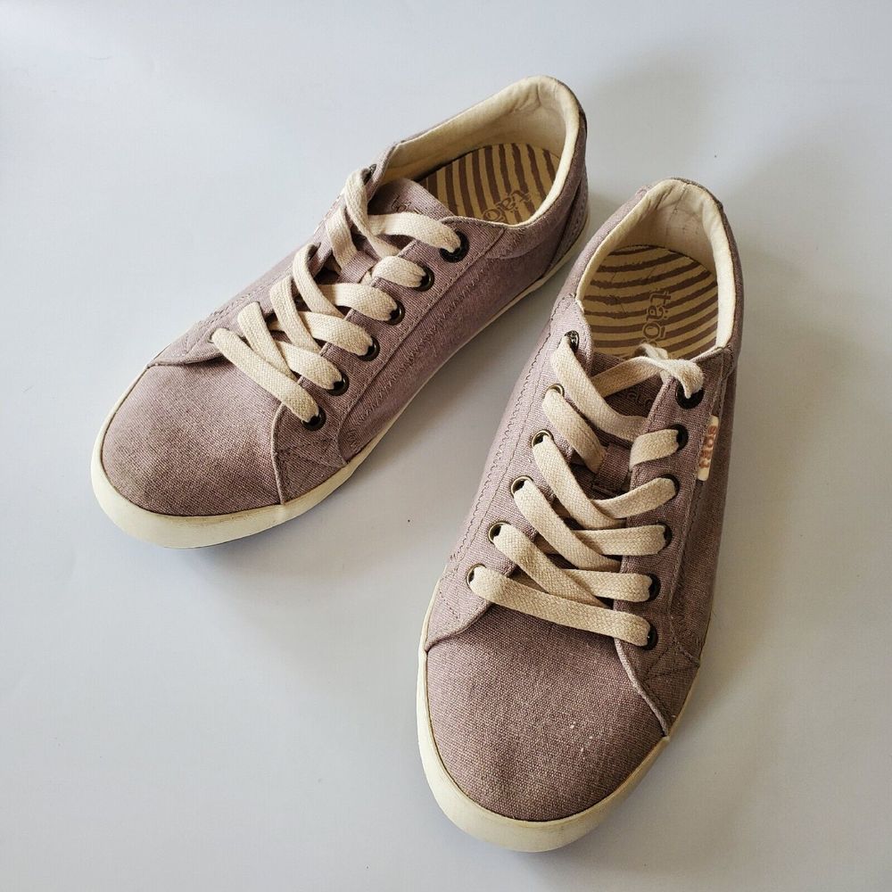 Taos Star Low Top Sneakers 10 Canvas Mauve Wash Round Toe Lace Up